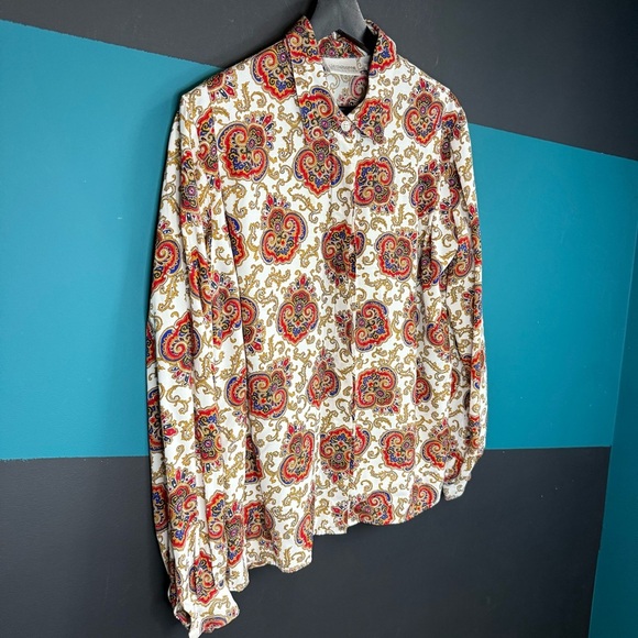 Vintage Liz Claiborne Collection Vibrant Paisley 1960's Inspired Shirt 8 - Picture 2 of 6